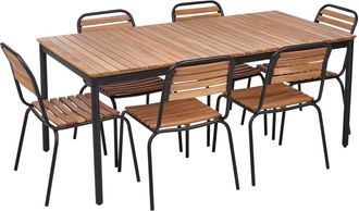 Beliani Conjunto de comedor 6 personas de madera marr&oacute;n
