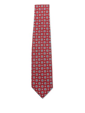 Barba geometric-pattern tie - men - Fabric - One Size - Red