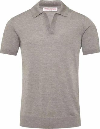 Orlebar Brown Zijde Linnen Grijs Gebreid - Heren - Polos - Grijs - XL - Linnen - Tops