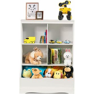 Costway Costway - Estante Para Juguetes Con 3 Niveles, Organizador Juguetes Librer&iacute;a Multifuncional Para Ni&ntilde;os Con Estribo (blanco)