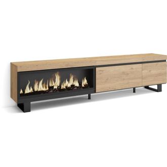 Skraut Home Skraut Home - Mueble Tv, Televisi&oacute;n, Muebles De Sal&oacute;n, Almacenaje, 237x57x35 Cm, Para Tv Gran Formato, Chimenea El&eacute;ctrica Xxl, Dise&ntilde;o Industrial, Esti