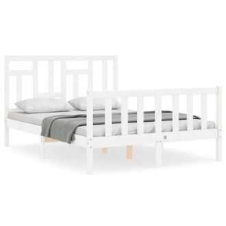 Berkfield Home Bed Frame with Headboard White 140x200 cm Solid Wood