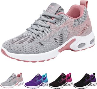 Generic Womens Air Cushion Road Running Shoes Wide Toe Box Fashion Gym Jogging Walking Sneakers Women Breathable Mesh Sports Lace up Arch Support Shoes Comfor