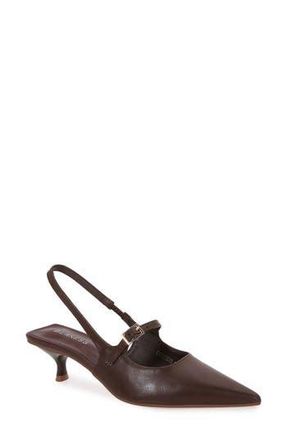 Berness Corrie Pointed Toe Buckle Slingback Kitten Heel Pump in Brown at Nordstrom Rack, Size 6.5