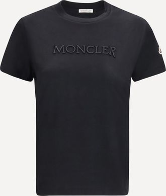 Moncler T-shirt in cotone con logo tono su tono ricamato Woman XS