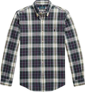 Polo Ralph Lauren Plaid Brushed Oxford Shirt - Heren - Casual Overhemden - Groen - S - Katoen - Overhemden