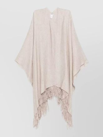 Brunello Cucinelli open poncho fringed hem large design