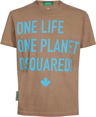 Dsquared2 Cool Fit T-shirt met ronde hals - Heren - T-shirts - Beige - M - Katoen - Tops