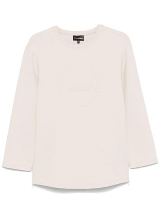 Emporio Armani logo-embossed jersey sweatshirt - Neutrals