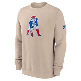 Nike New England Patriots Rewind Club Nike Mens NFL Pullover Crew in Brown | NKPU05Y8KV-SP5