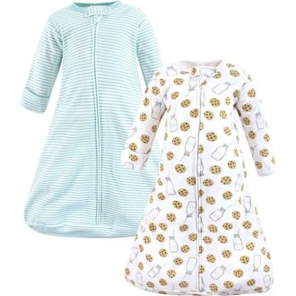 Hudson Baby Cotton Long-Sleeve Wearable Sleeping Bag in Mint Milk Cookies Long Sleeve at Nordstrom