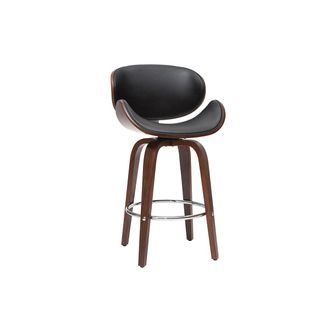 Miliboo Miliboo - Taburete De Bar Moderno Negro Y Madera Oscura 65 Cm Walnut