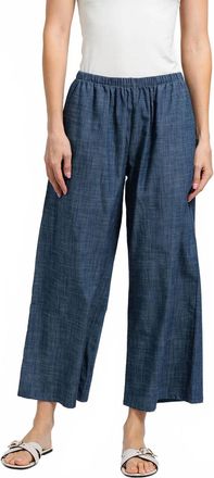 Nally & Millie Ariel Elastic Waist Pants In Chambray