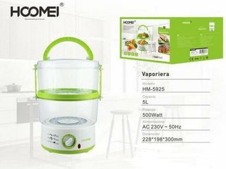 Trade Shop Trade Shop - Vaporiera A 2 Piani Capacita 2 X 2,5 Litri Timer 60 Minuti 500w Carne Verdure