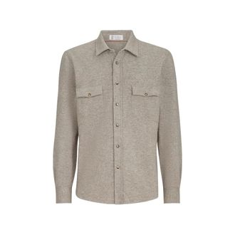 Brunello Cucinelli Virgin Wool, Cashmere And Silk Knit Shirt