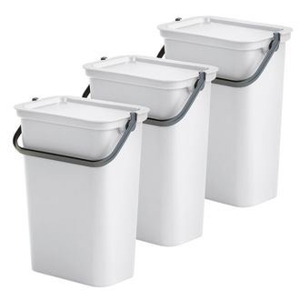 Tontarelli Set De 3 Papeleras moda 10l Blanco Con Asa - Blanco