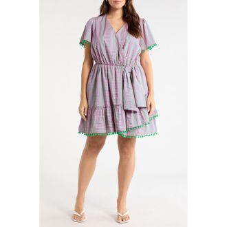 Sugarlips Valda Tiered Ruffle Minidress in Pink-Green-Multi at Nordstrom, Size 3 X