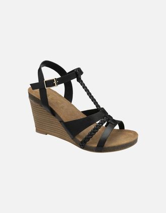 Ravel Womens Ardo Womens Wedge Sandals - Black - Size: 5