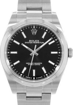 Rolex Pre-owned Rolex Oyster Perpetual 39 Automatic Chronometer Black Dial Mens Watch 114300 BKSO