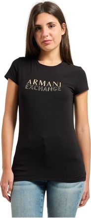 A|X Armani Exchange Slim Fit T-shirt met Logo - Dames - T-shirts - Zwart - L - Katoen - Tops