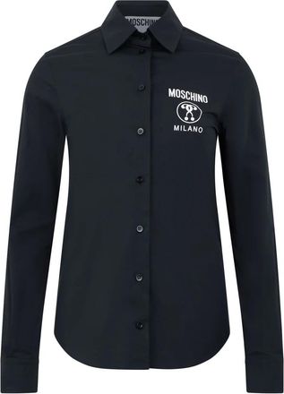 Moschino Overhemden, Dames, Zwart, XS, Katoen, Elegant Blouse met Print