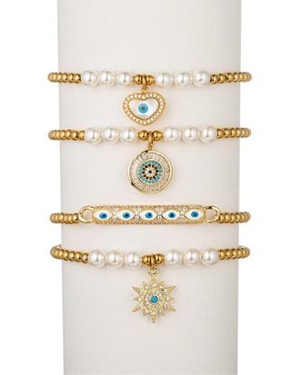 Eyecandy LA Eye Candy La Cz Jaden 4 Piece Beaded Charm Bracelet Set