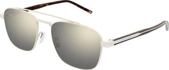 Saint Laurent Wirecore Caravan Zonnebril Ivoor Gespiegeld - unisex - Zonnebrillen - Wit - 56 MM - Accessoires