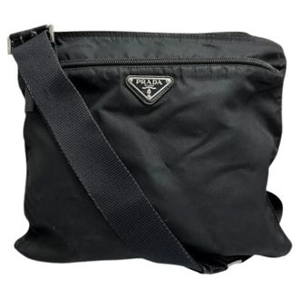 Prada Pre-owned Cross Body Bags, female, Black, Size: ONE SIZE Pre-owned Tessuto Nylon Shoulder Bag
