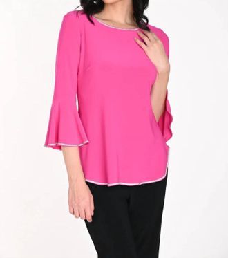 Frank Lyman Design Bianca Top In Bright Pink And Crystal