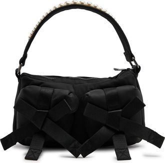Simone Rocha Simone Rocha Utility Bow Faux Pearl-embellished Shell Shoulder bag - Black - One Size