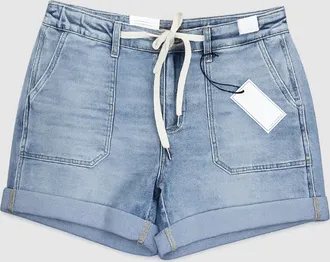 Judy Blue Womens Myli High Waisted Cuff Jogger Shorts In Blue