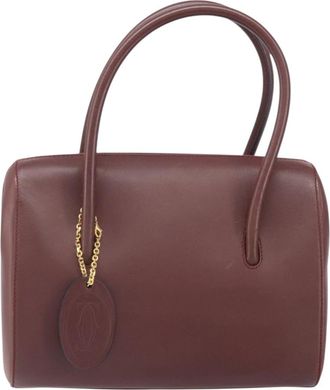 Cartier Cartier Must De Cartier Leather Burgundy Leather Handbag (Pre-Owned)