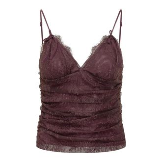 Pinko Fragola Top - Dames - Tops zonder mouwen - Paars - XS - Nylon - Tops