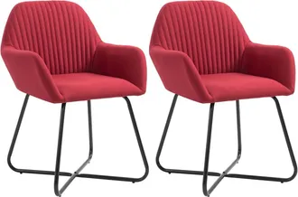 vidaXL Sillas De Comedor 2 Unidades Tela Rojo Tinto Vidaxl