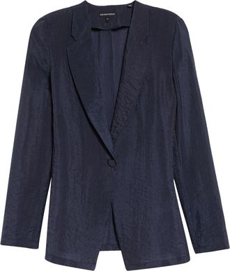 Emporio Armani Techno Crepe Jacket in Navy at Nordstrom, Size 14 Us