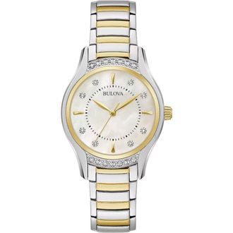 Bulova Diamond Mother-of-Pearl Bracelet Watch, 31mm in Two Tone at Nordstrom Rack