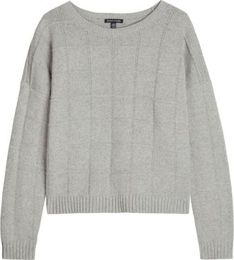 Eileen Fisher Eileen Fisher Check Cotton and Cashmere-blend Jumper - Light Grey - L (UK 18-20 / XL)