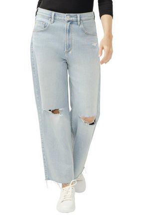 Silver Jeans Co Be Easy Raw Hem Crop Wide Leg Jeans in Malaga at Nordstrom, Size 24 X 26