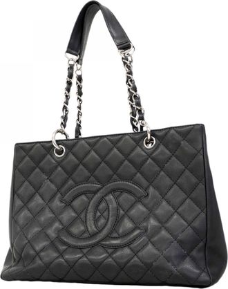 Chanel Black Grained Calfskin Tote Bag (Pre-Owned)