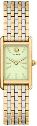 Tory Burch The Eleanor Slim Tank Bracelet Watch, 20mm x 34mm in Two Tone/Mint at Nordstrom