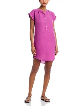 Bella Dahl Cap Sleeve Henley Dress In Wild Plum