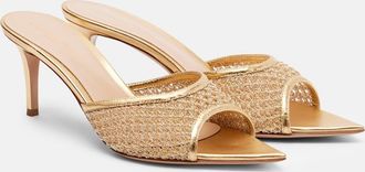 Gianvito Rossi Sienna 70 metallic leather-trimmed mules