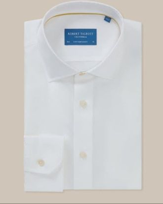 Robert Talbott Reynolds Twill Contemporary Fit Shirt in White at Nordstrom, Size 18.537