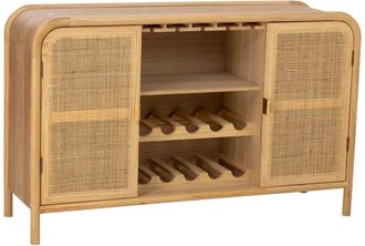 Wanderlust Deco Aparador de madera y rat&aacute;n marr&oacute;n 130x39x80 alt. cm