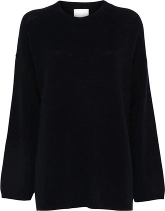 Allude Wol en kasjmier trui - Dames - Ronde hals truien - Blauw - S - Wol - Truien & Vesten