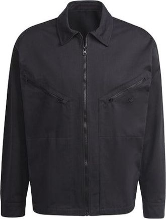 adidas Mens adidas originals Logo Embroidered Solid Color Lapel Long Sleeves Sports Black Jacket HC4540