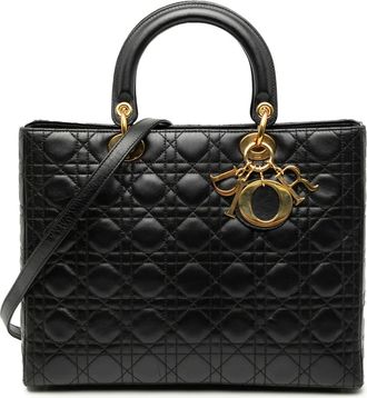 Dior 1997 Large Lambskin Cannage Lady Dior satchel - Nero