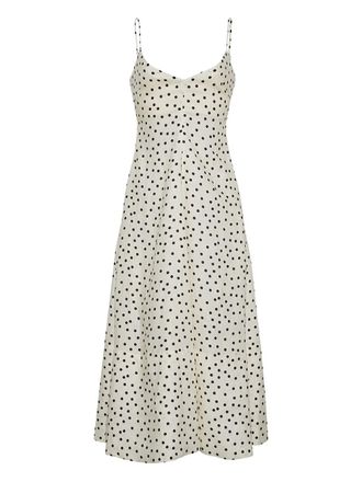 Cara Cara polka-dot midi dress - women - Cotton/Linen/Flax - 0 - White