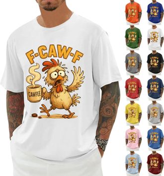Generic F-CAW-F Tshirts Mens Funny Scream Chicken Humor T-Shirt Mens Short Sleeve Crew Neck Christmas Summer Tops Casual Loose F-CAW-F Shirt Plus Size(A102200