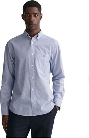 GANT Clic Banker gestreept overhemd van Gant - Heren - Casual Overhemden - Blauw - XL - Katoen - Overhemden